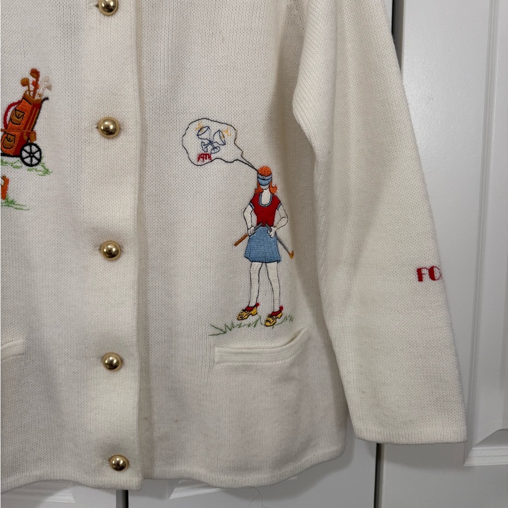 Vintage Golf Motif Button Up Cardigan by Andreno Angenti (Size XL) - Picture 4 of 8